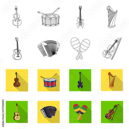 Isolated object of music and tune logo. Collection of music and tool vector icon for stock.