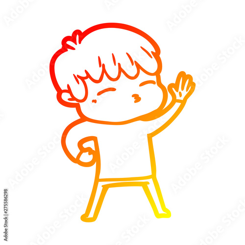 warm gradient line drawing cartoon curious boy