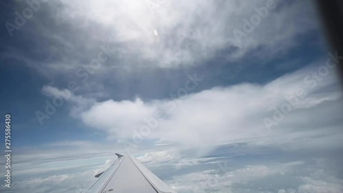 View of beautiful cloud airplane from window - (Soft Focus)