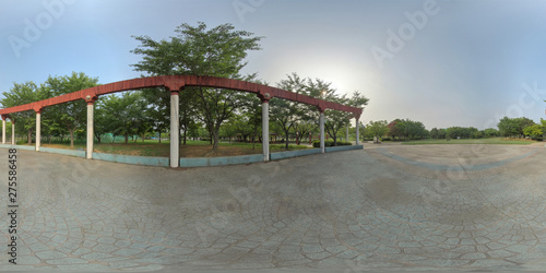 Ansan, South Korea - 21 June 2019 Hwarangyuwonji Public Garden. 360 degrees panorama view. photo