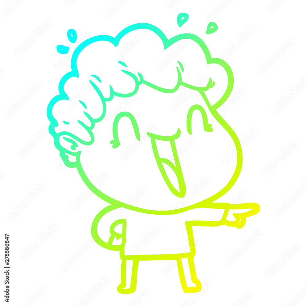 cold gradient line drawing cartoon happy man cold gradient line drawing cartoon happy man