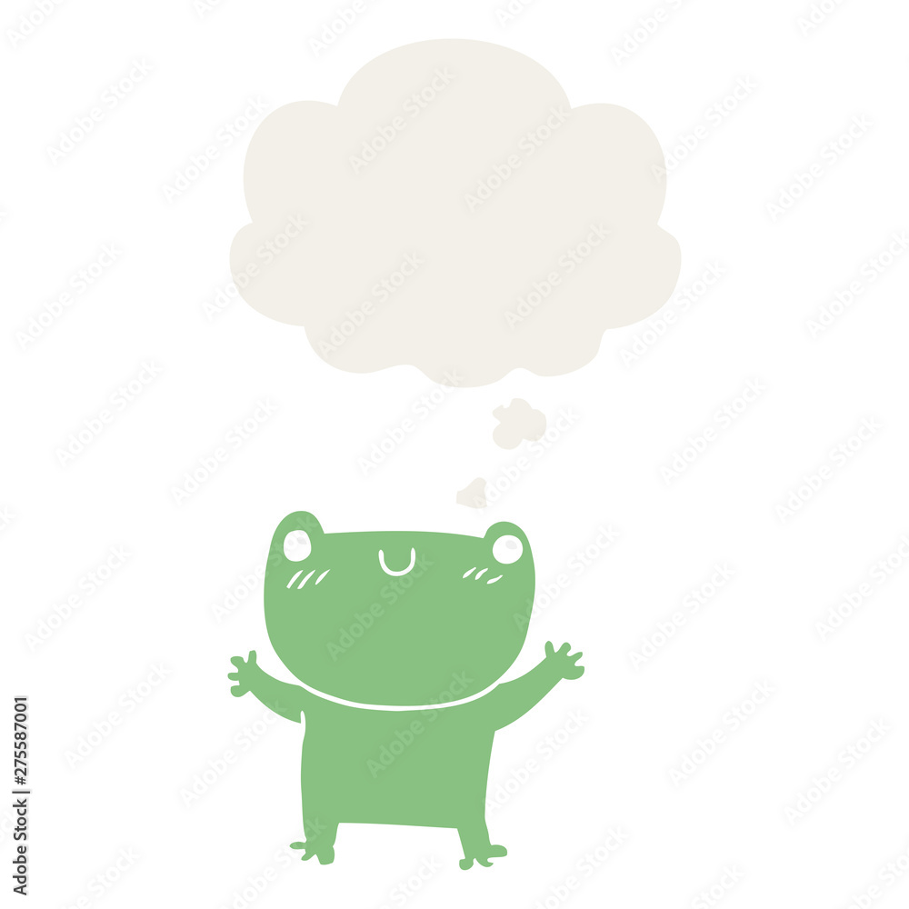cartoon frog and thought bubble in retro style cartoon frog and thought bubble in retro style