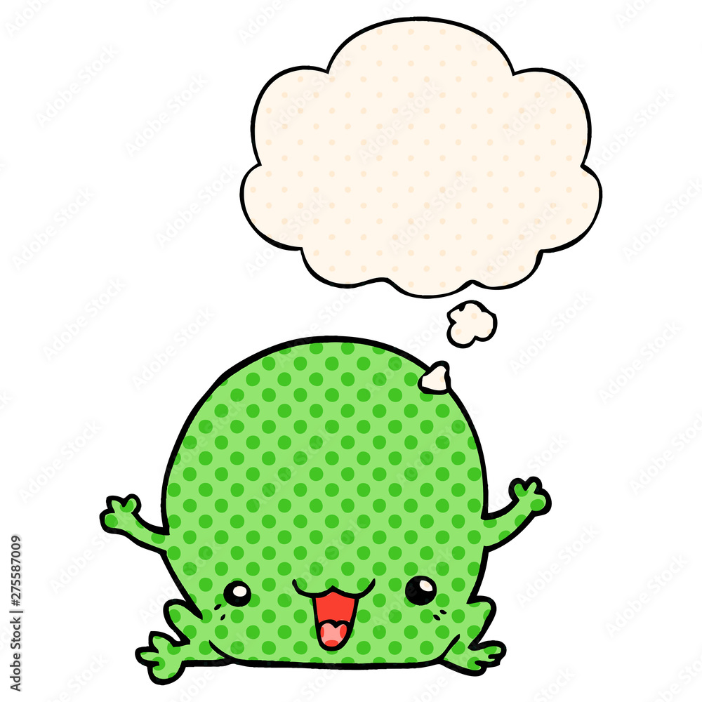 cartoon frog and thought bubble in comic book style cartoon frog and thought bubble in comic book style