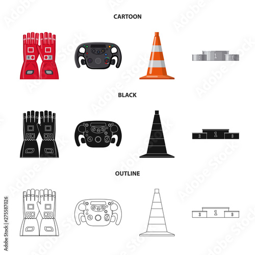 Vector illustration of car and rally logo. Collection of car and race vector icon for stock.