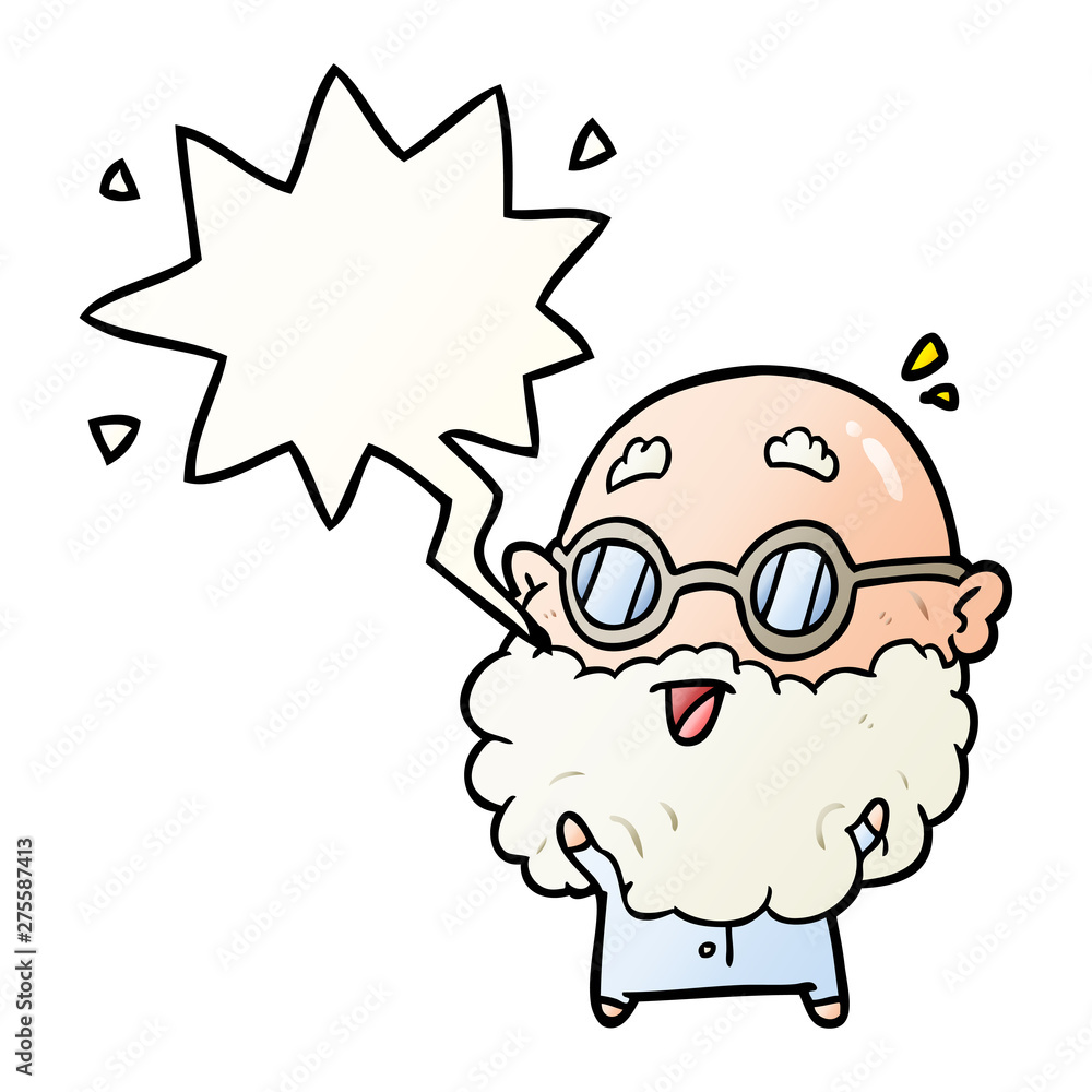 cute cartoon surprised old man and speech bubble in smooth gradient style cute cartoon surprised old man and speech bubble in smooth gradient style