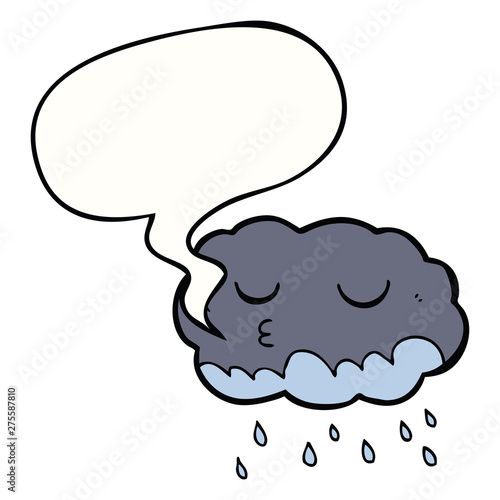cartoon rain cloud and speech bubble