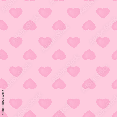 Pink background. Simple seamless pattern with light hearts. 