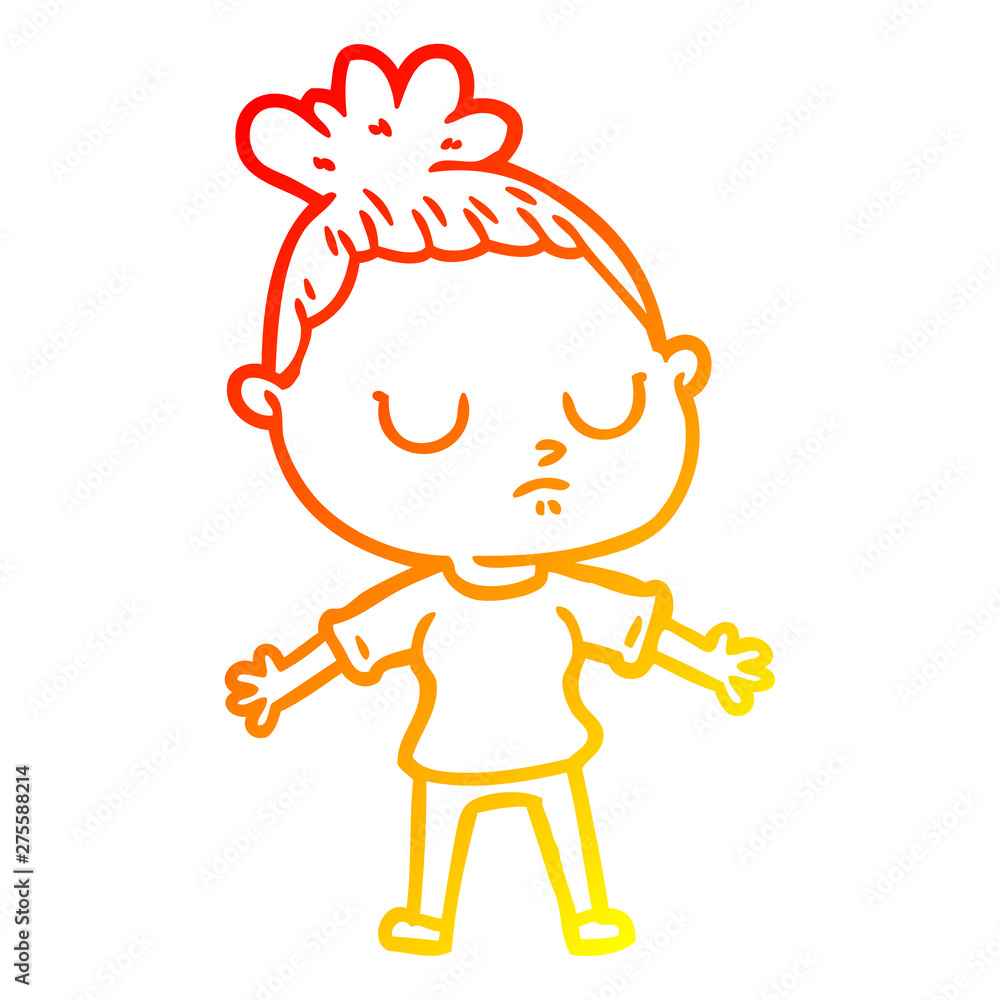 warm gradient line drawing cartoon calm woman warm gradient line drawing cartoon calm woman