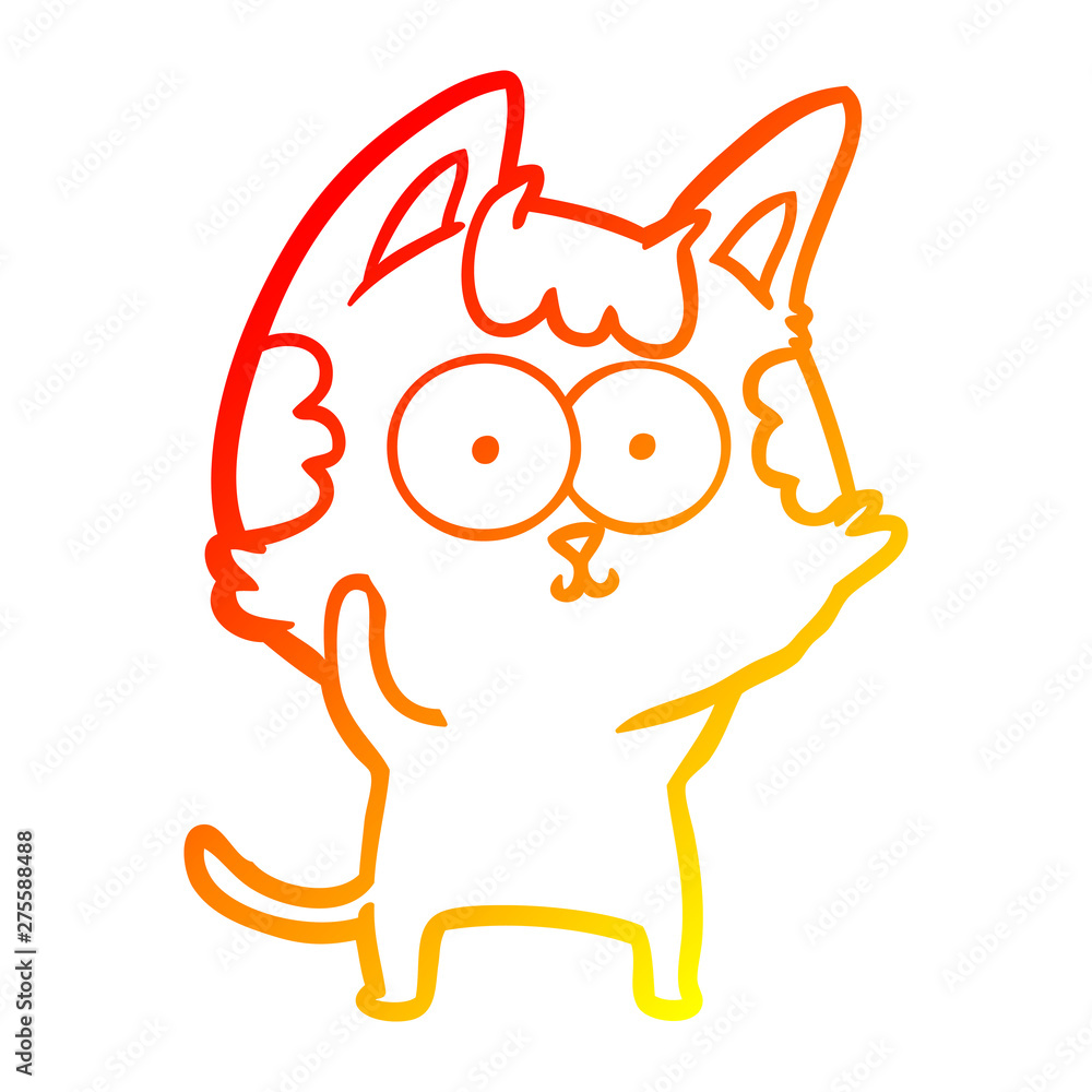 warm gradient line drawing happy cartoon cat warm gradient line drawing happy cartoon cat