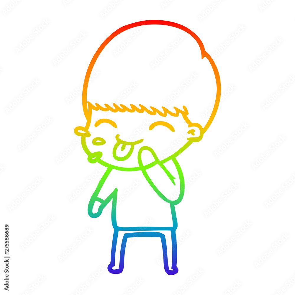 rainbow gradient line drawing happy cartoon boy rainbow gradient line drawing happy cartoon boy