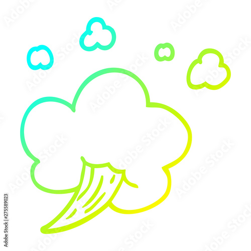 cold gradient line drawing cartoon gust of air