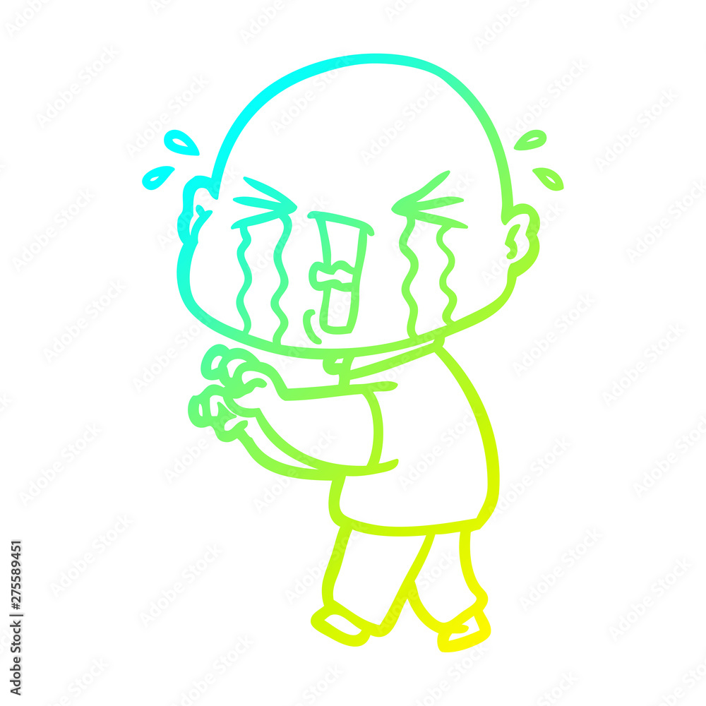 cold gradient line drawing cartoon crying bald man cold gradient line drawing cartoon crying bald man
