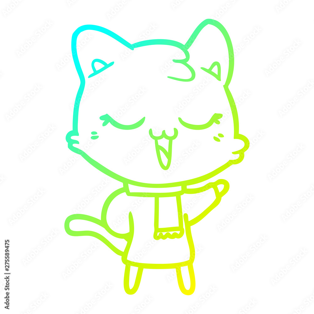 cold gradient line drawing cartoon cat cold gradient line drawing cartoon cat