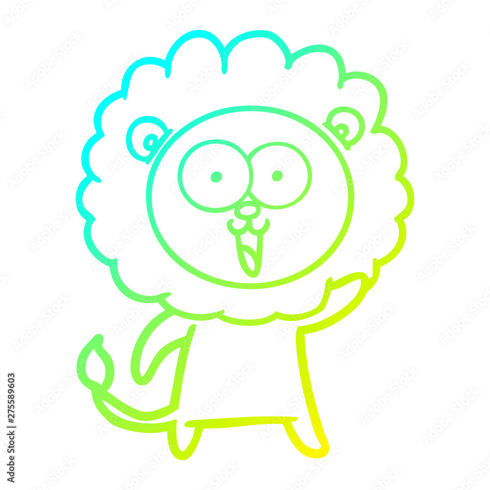 cold gradient line drawing happy cartoon lion cold gradient line drawing happy cartoon lion