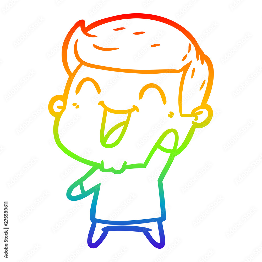 rainbow gradient line drawing cartoon man laughing