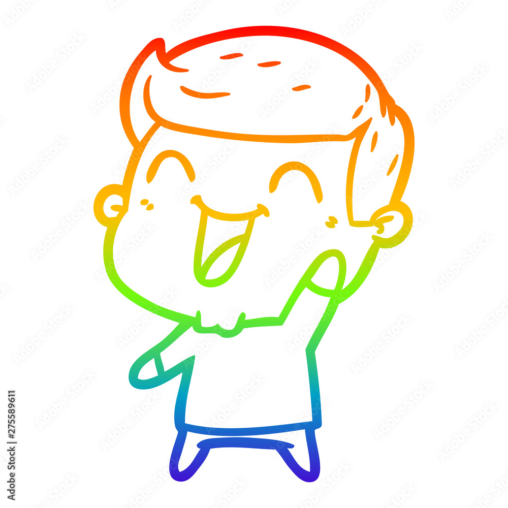 rainbow gradient line drawing cartoon man laughing rainbow gradient line drawing cartoon man laughing