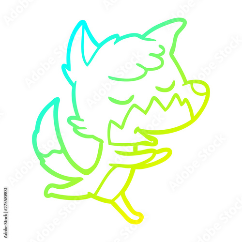 cold gradient line drawing friendly cartoon fox running