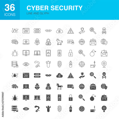 Cyber Security Line Web Glyph Icons