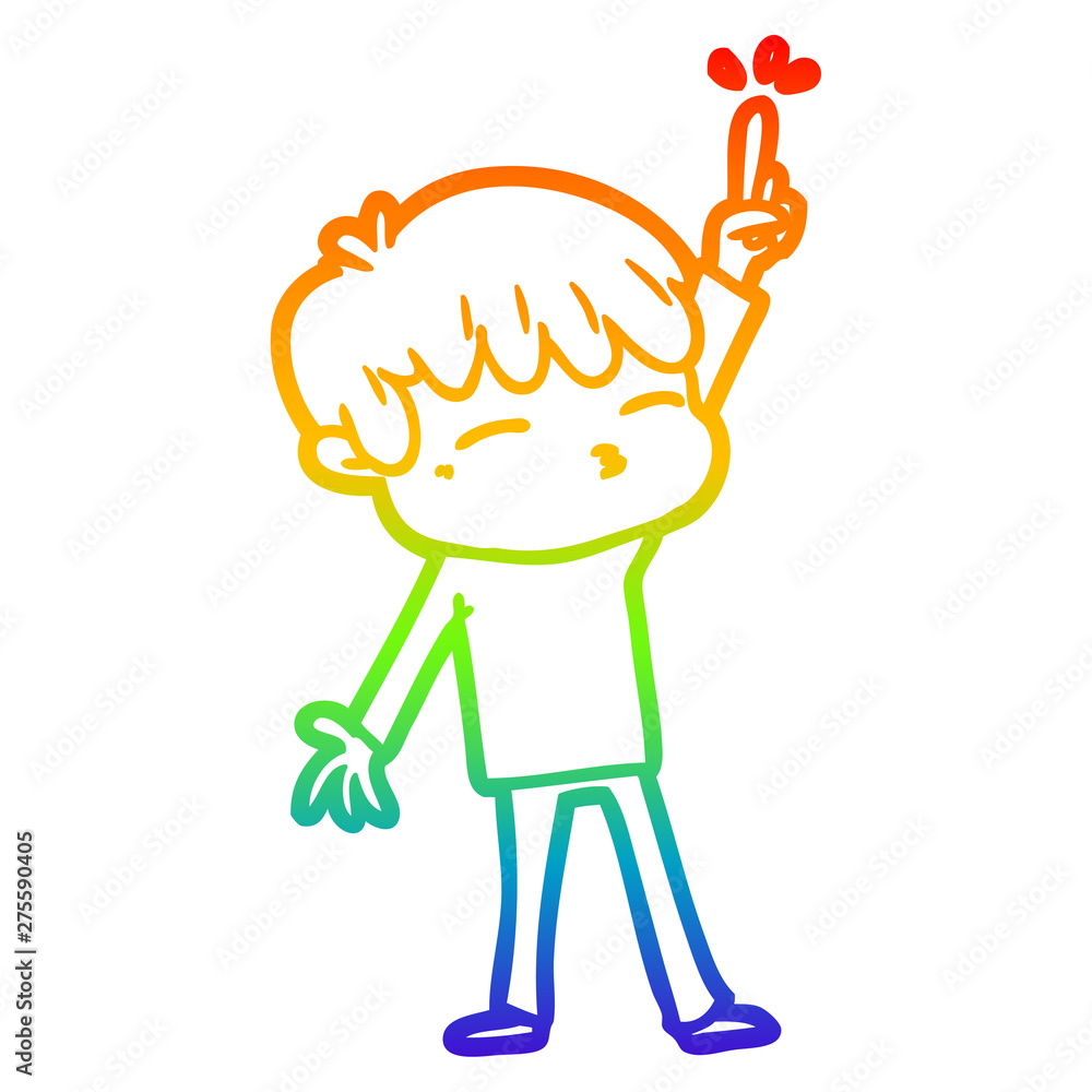 rainbow gradient line drawing cartoon curious boy rainbow gradient line drawing cartoon curious boy