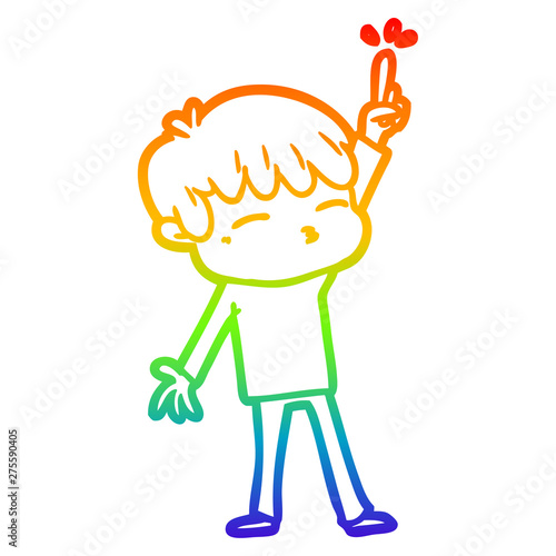 rainbow gradient line drawing cartoon curious boy
