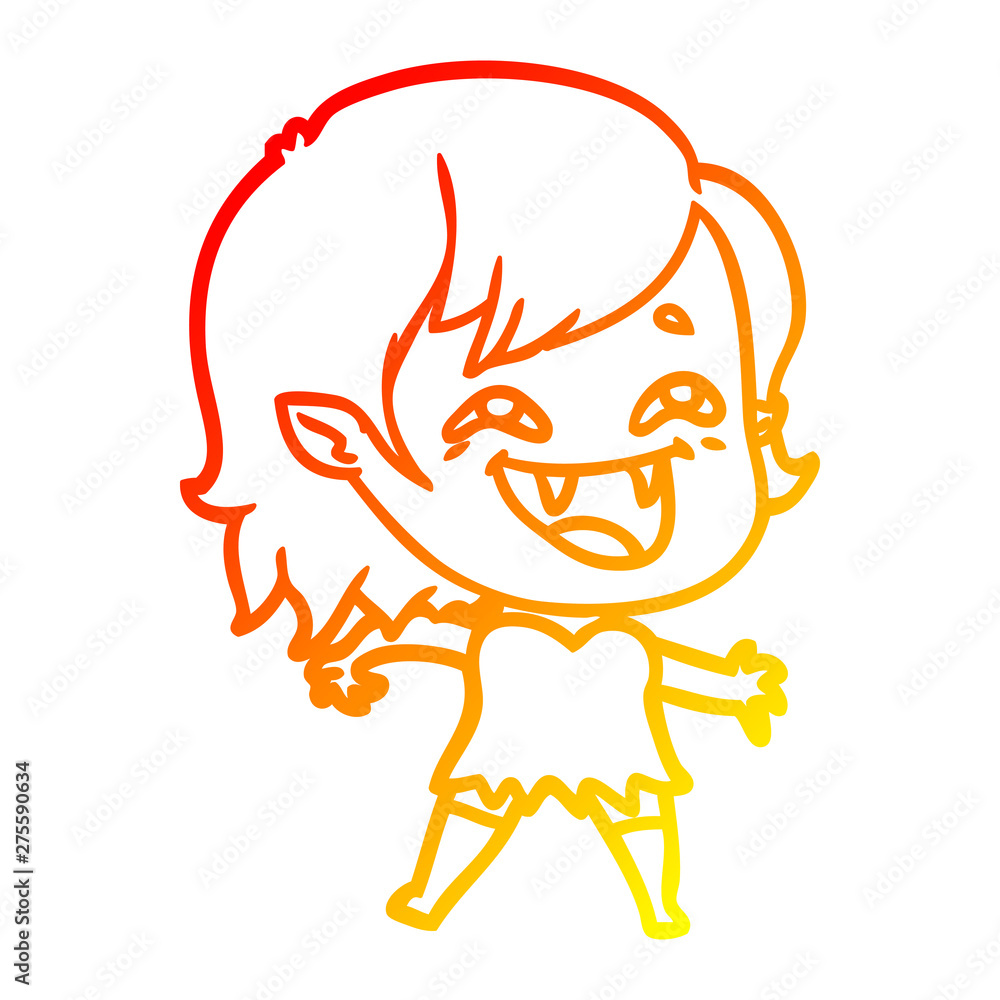 warm gradient line drawing cartoon laughing vampire girl warm gradient line drawing cartoon laughing vampire girl