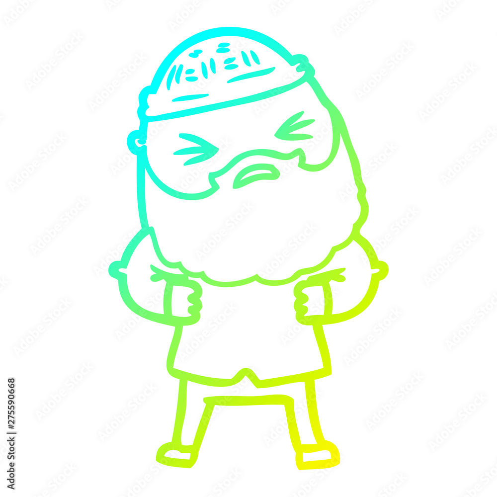 cold gradient line drawing cartoon man with beard cold gradient line drawing cartoon man with beard