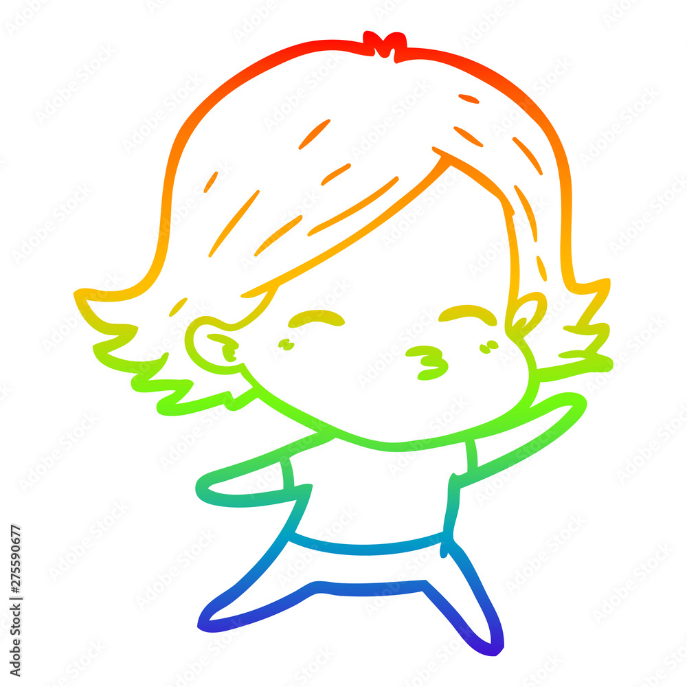 rainbow gradient line drawing cartoon woman rainbow gradient line drawing cartoon woman