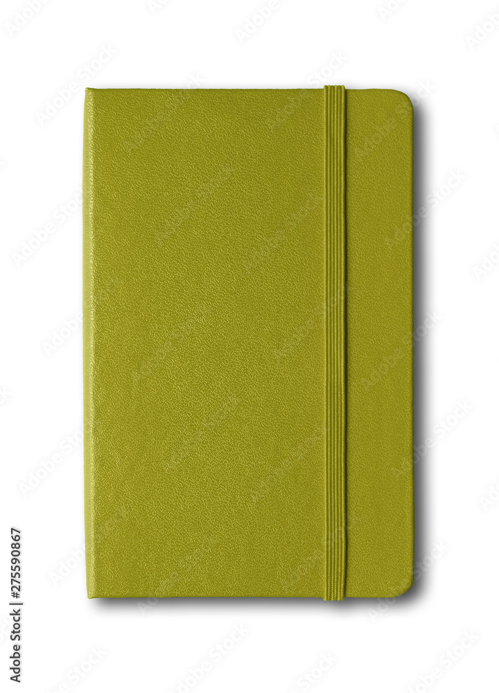 Olive green closed notebook isolated on white Olive green closed notebook isolated on white