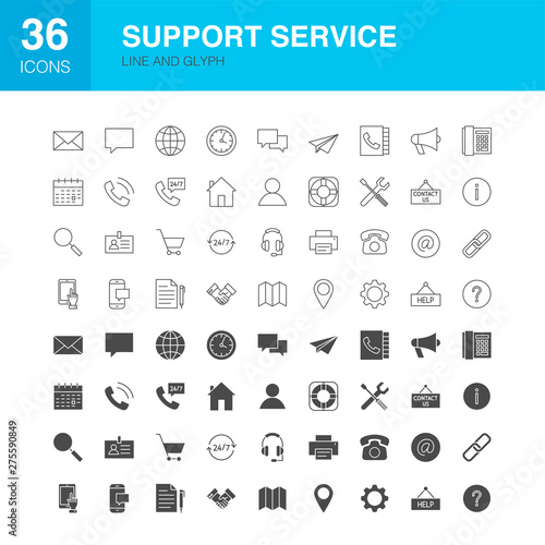 Support Service Line Web Glyph Icons