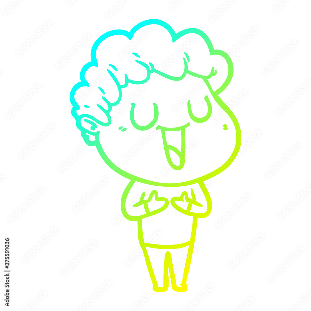 cold gradient line drawing laughing cartoon man cold gradient line drawing laughing cartoon man