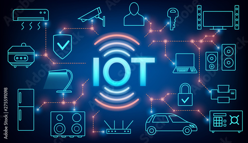 Internet of things concept, smart home, automation and online connection