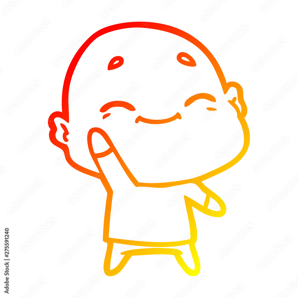 Obraz premium warm gradient line drawing happy cartoon bald man