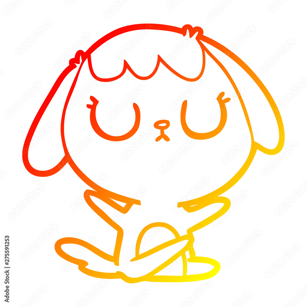 Obraz premium warm gradient line drawing cute cartoon dog