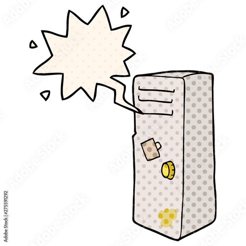cartoon locker and speech bubble in comic book style