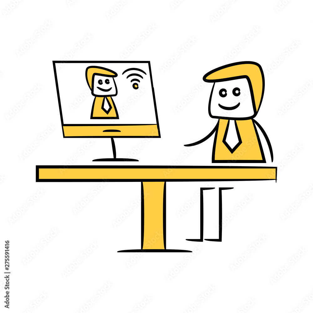 doodle stick figure businessman online conference doodle stick figure businessman online conference