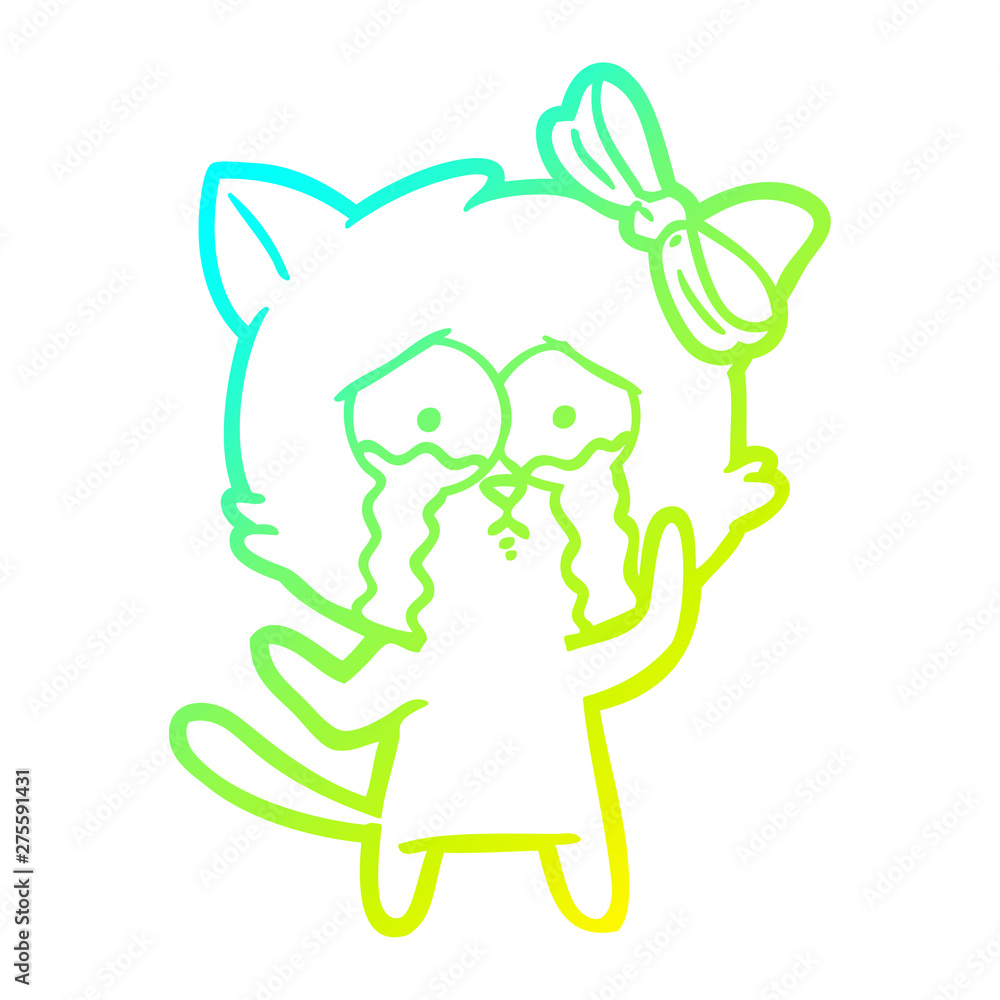 cold gradient line drawing cartoon cat cold gradient line drawing cartoon cat