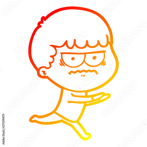 warm gradient line drawing cartoon annoyed man