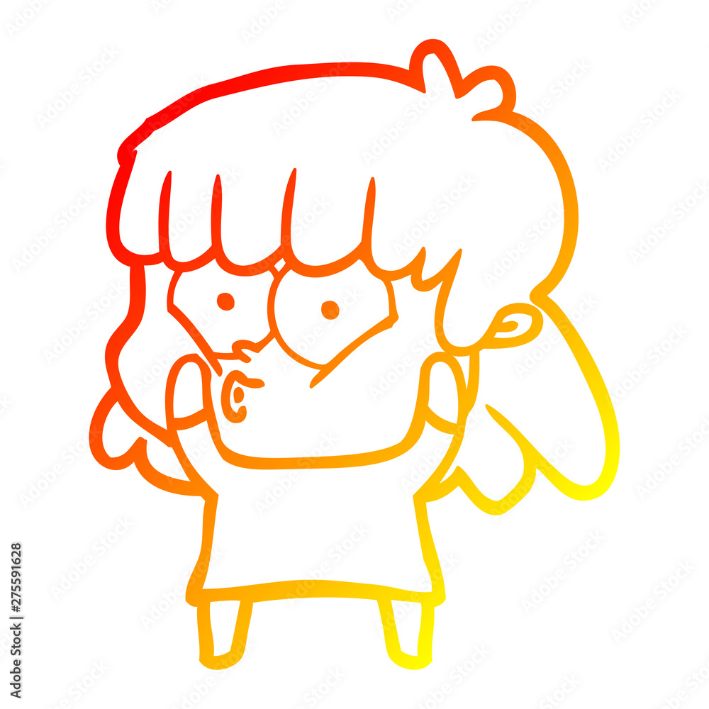 warm gradient line drawing cartoon surprised girl warm gradient line drawing cartoon surprised girl