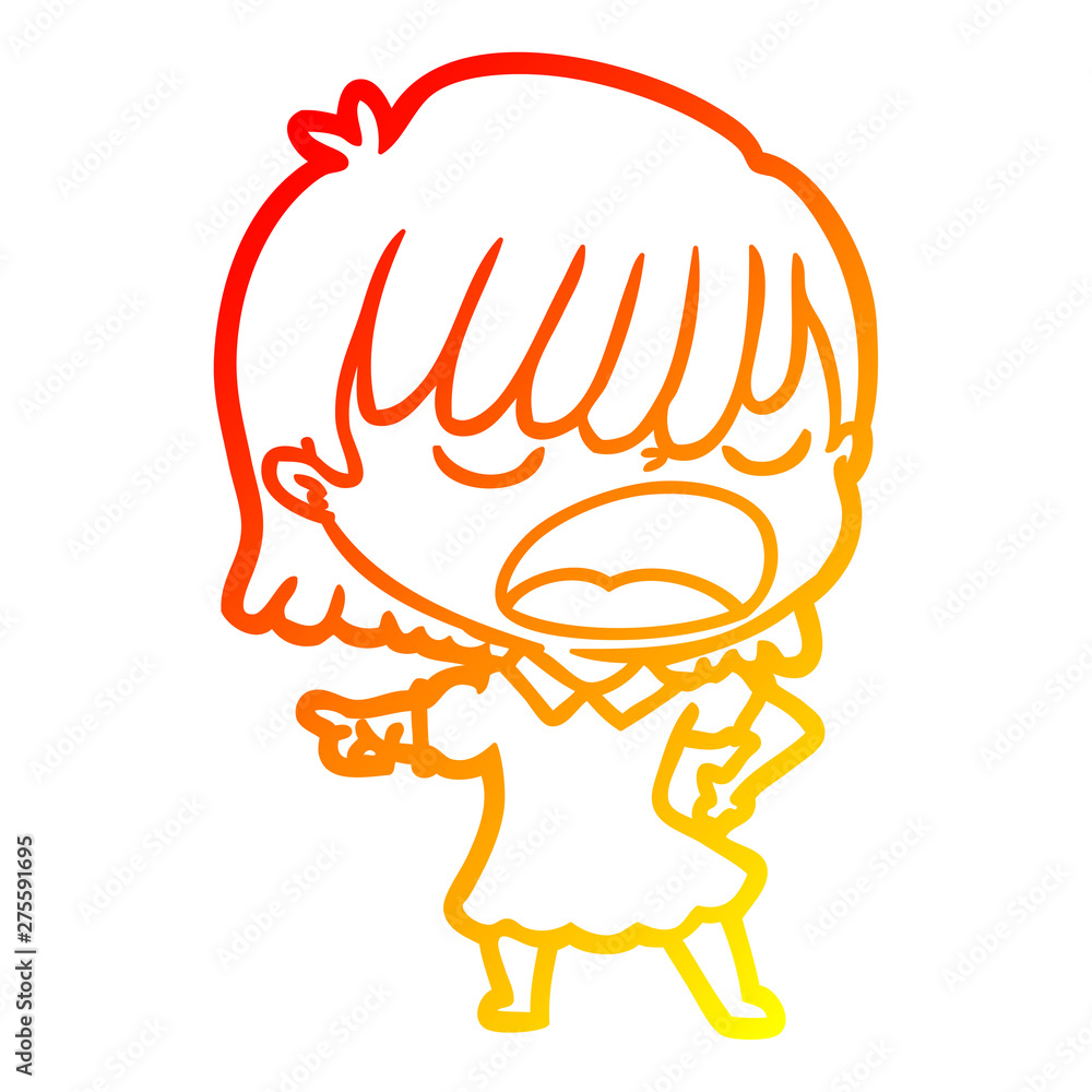 warm gradient line drawing cartoon woman talking loudly warm gradient line drawing cartoon woman talking loudly