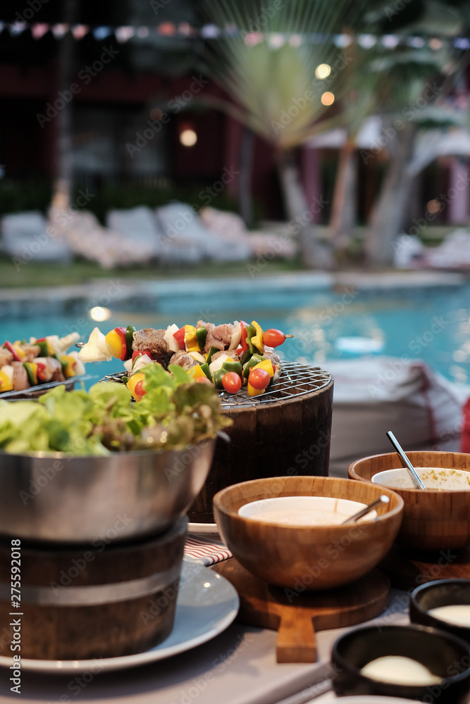 Barbecue party near pool Barbecue party near pool