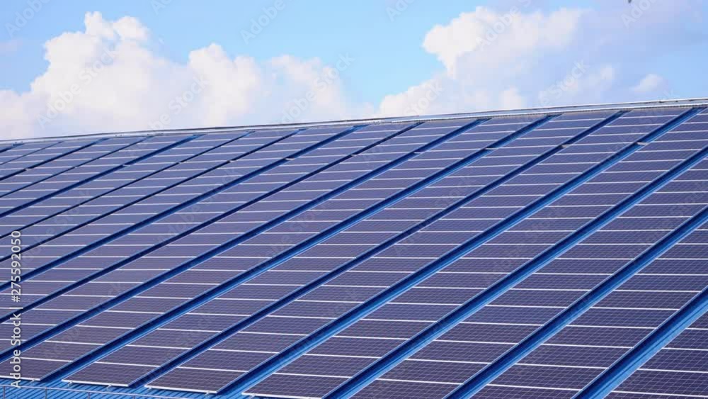 Solar cell panels are mounted on the roof to generate energy. Solar cell panels are mounted on the roof to generate energy.
