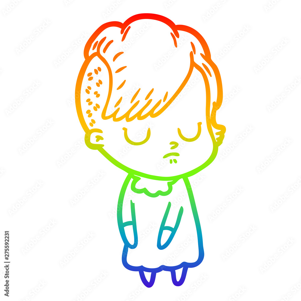 rainbow gradient line drawing cartoon woman rainbow gradient line drawing cartoon woman