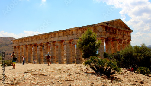 Evocative imagine of Classic Doric Greek Temple At Segesta, Sicily photo