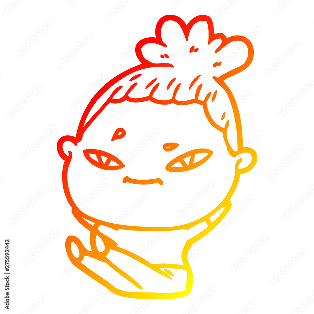 warm gradient line drawing cartoon woman warm gradient line drawing cartoon woman