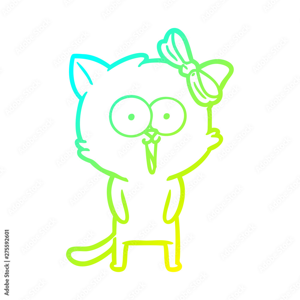 Obraz premium cold gradient line drawing cartoon cat