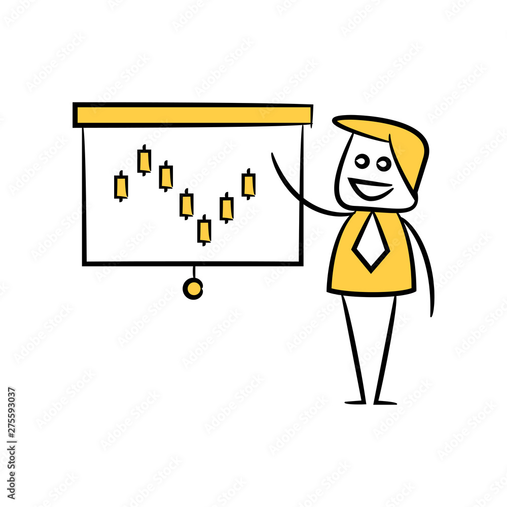 businessman and presentation chart doodle theme