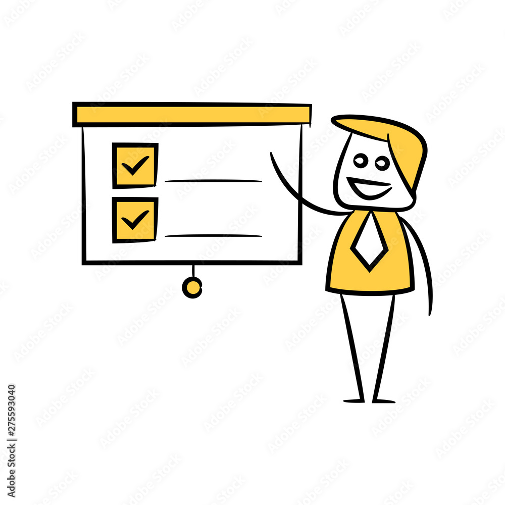 businessman and presentation chart doodle theme businessman and presentation chart doodle theme
