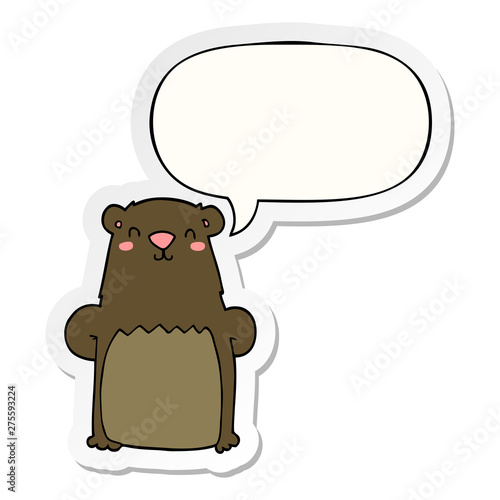 cartoon bear and speech bubble sticker