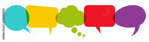 colored speech bubbles in a row