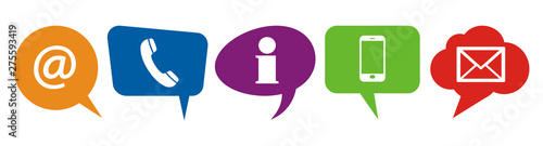 colored speech bubbles with communication icons